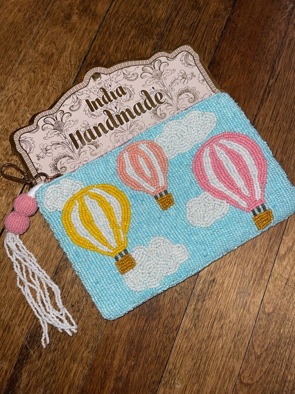 New beaded hot air balloon, zipper pouch